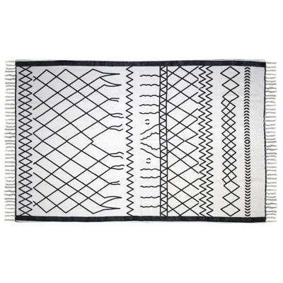 Leen Bakker - HSM Collection Vloerkleed Borris - Zwart/ - 180x120 Cm - Katoen - Wit