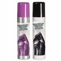 Guirca Haarspray/bodypaint spray - 2x kleuren - paars en zwart - 75 ml   -