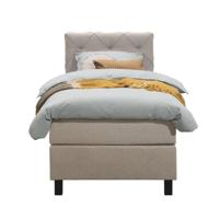 Leen Bakker - Boxspring Liv Geruit - 90x200 Cm - Vierkante Poot - Stof - Beige