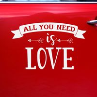 Trouwauto decoratie sticker/autosticker Love - Bruiloft - wit - 33 x 45 cm - just married - thumbnail