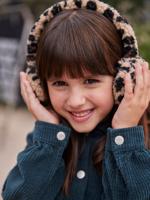 Meisjesoorkappen van sherpa met luipaardprint en gevoerd met fleece beige
