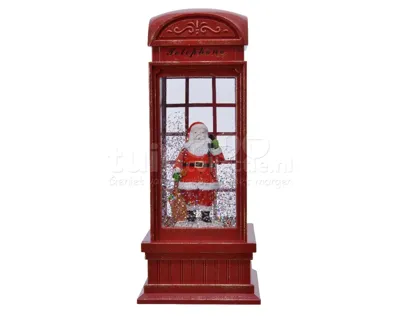 Kersttafereel in Telefooncel met LED en Muziek