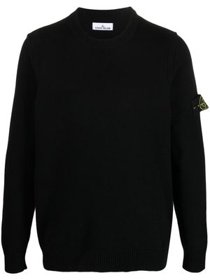 Stone Island sweat en maille fine à patch Compass - Noir