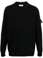 Stone Island sweat en maille fine à patch Compass - Noir