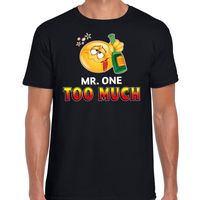 Funny emoticon t-shirt Mr. one too much zwart voor heren - Fun / cadeau - Foute party kleding