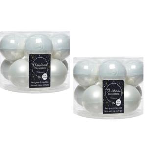 Kerstballen set - 20x - winter wit - glas - 6 cm - glans en mat - kerstversiering