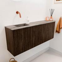 Toiletmeubel Mondiaz Joya Dlux | 111.6 cm | Meubelkleur Walnut | Faye wastafel Oza Wasbak Links | Zonder kraangat(en)