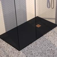 BRAUER Douchebak Asteroid 90x180 incl. antislip en antibacterieel mineraalmarmer mat zwart