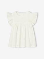 Geborduurde blouse van katoenen gaas voor meisjes wit