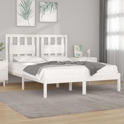 Bedframe massief grenenhout wit 140x200 cm