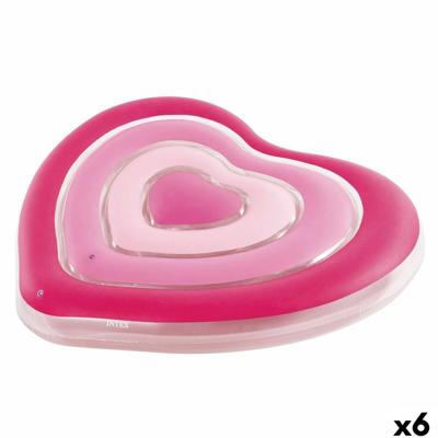 Opblaasbaar matras Intex Hart 135 x 155 x 25 cm Roze (6 Stuks)