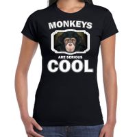 T-shirt monkeys are serious cool zwart dames - apen/ leuke chimpansee shirt