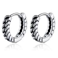 LGT JWLS RVS Oorringen zilverkleurig met gevlochten ketting-reliëf