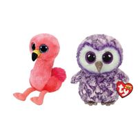 Ty - Knuffel - Beanie Boo's - Gilda Flamingo & Moonlight Owl - thumbnail