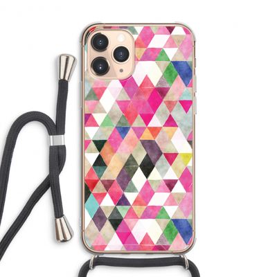 Gekleurde driehoekjes: iPhone 11 Pro Max Transparant Hoesje met koord