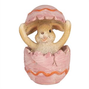 Clayre & Eef Beeld Konijn 8 cm Bruin Roze Polyresin Paasdecoratie Bruin Paasdecoratie