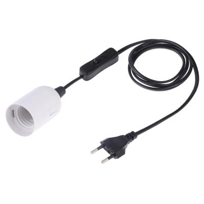 E27 Wire Cap schakelaar lamp houder kroonluchter stopcontact met 1.5 m verlengkabel EU stekker (wit)
