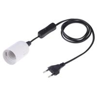 E27 Wire Cap schakelaar lamp houder kroonluchter stopcontact met 1.5 m verlengkabel EU stekker (wit)