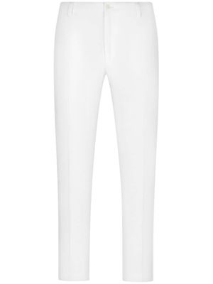 Dolce & Gabbana pantalon de costume à logo brodé - Blanc