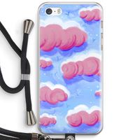 Roze wolken met vogels: iPhone 5 / 5S / SE Transparant Hoesje met koord