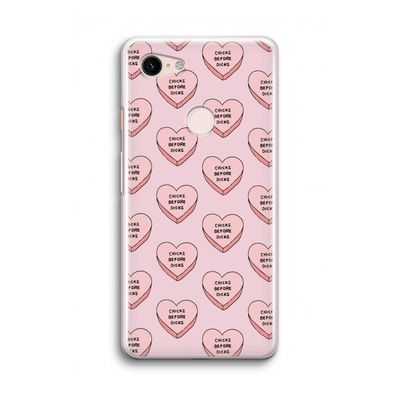 Chicks before dicks: Google Pixel 3 Transparant Hoesje