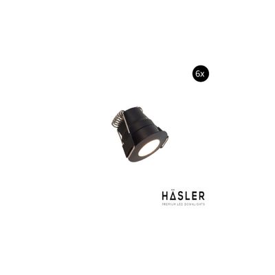 Inbouwspot Häsler Abruzzo Incl. Fase Aansnijding Dimbaar 3.4 cm 1.8 Watt Warm Wit Mat Zwart Set 6x