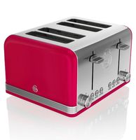 Swan Retro Broodrooster - 4 Sneden - Rood