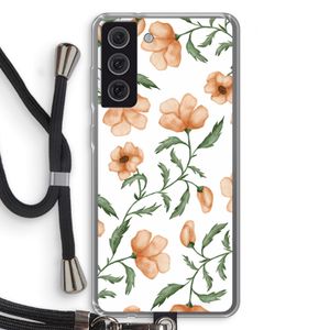 Peachy flowers: Samsung Galaxy S21 FE Transparant Hoesje met koord