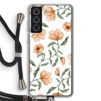 Peachy flowers: Samsung Galaxy S21 FE Transparant Hoesje met koord