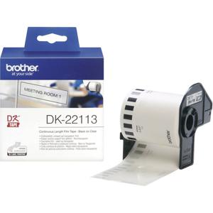 Brother DK-22113 Rol met etiketten 62 mm x 15.24 m Folie Transparant 1 stuk(s) Permanent hechtend DK22113 Universele etiketten