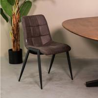 LABEL51 Eetkamerstoel Noor - Antraciet - Micro Suede - Zwart Metalen Frame