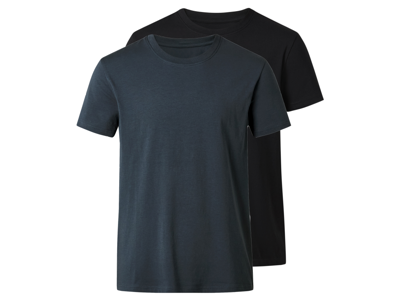 esmara Men 2 Heren T-shirts (Zwart/blauw, XXL)