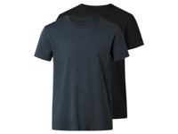 esmara Men 2 Heren T-shirts (Zwart/blauw, XXL)