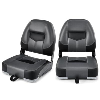Set van 2 Bootstoelen Inklapbaar Bootstoel met 11 cm Dikke Sponsvulling Gevoerde Stuurstoel Zwart 50 x 42 x 52 cm