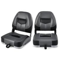 Set van 2 Bootstoelen Inklapbaar Bootstoel met 11 cm Dikke Sponsvulling Gevoerde Stuurstoel Zwart 50 x 42 x 52 cm