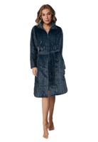 Pastunette damesbadjas met rits - donkerblauw - kabelpatroon-(56-58) 3XL