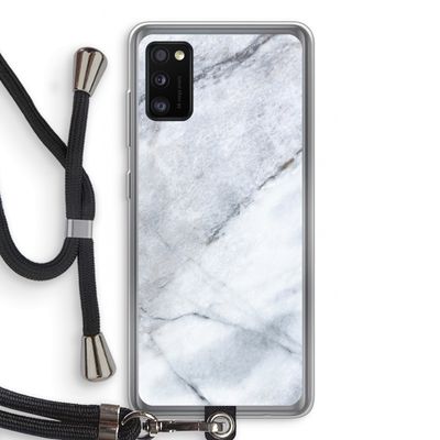 Witte marmer: Samsung Galaxy A41 Transparant Hoesje met koord