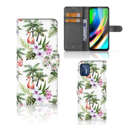 Motorola Moto G9 Plus | Telefoonhoesje | Met pasjeshouder | Flamingo Palms