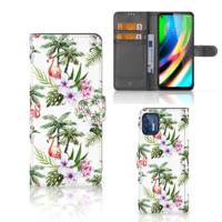 Motorola Moto G9 Plus | Telefoonhoesje | Met pasjeshouder | Flamingo Palms