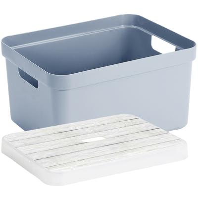 Opbergbox/opbergmand grijs 32 liter kunststof met deksel