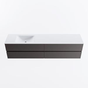 MONDIAZ VICA 200cm badmeubel onderkast Dark Grey 4 lades. Wastafel CLOUD links 1 kraangat, kleur Talc.