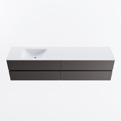 MONDIAZ VICA 200cm badmeubel onderkast Dark Grey 4 lades. Wastafel CLOUD links 1 kraangat, kleur Talc.