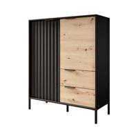 Meubella Dressoir Ramirez - Zwart - Eiken - 103 cm - thumbnail