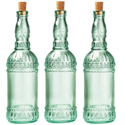 3x stuks glazen fles/karaf met kurk en dop 71 cl