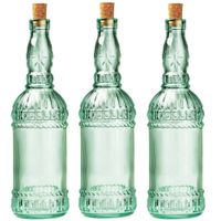 3x stuks glazen fles/karaf met kurk en dop 71 cl - thumbnail