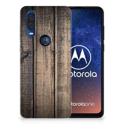 Motorola One Vision | Bumper Hoesje | Steigerhout