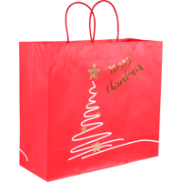 Tas | Xmas tree | Kraftpapier | gedraaid katoenen koord | 35x 13x31cm | draagtas | rood | 150 stuks