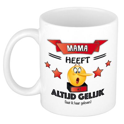Moeder/mama cadeau mok - altijd gelijk - rood - 300 ml - moederdag/verjaardag Moeder/mama cadeau mok - altijd gelijk - rood - 300 ml - moederdag/verjaardag