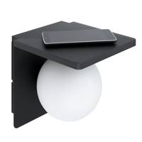 EGLO Ciglie Wandlamp met QI lader - 18 cm. - E14 - Zwart, wit