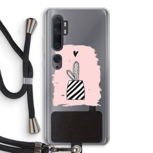 Zwart-wit cactus: Xiaomi Mi Note 10 Pro Transparant Hoesje met koord